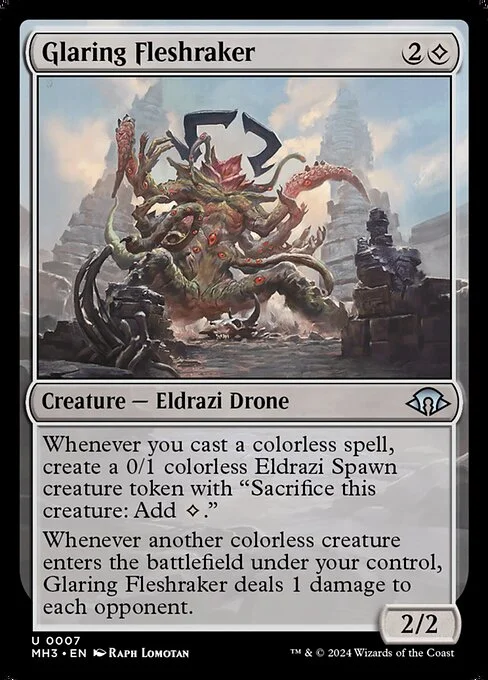 Glaring Fleshraker, carta Magic di tipo Creature — Eldrazi Drone illustrata da Raph Lomotan