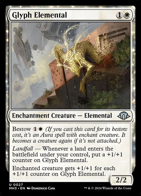 Glyph Elemental, carta Magic di tipo Enchantment Creature — Elemental illustrata da Domenico Cava