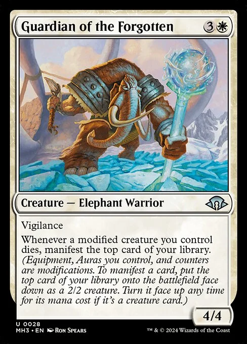 Guardian of the Forgotten, carta Magic di tipo Creature — Elephant Warrior illustrata da Ron Spears