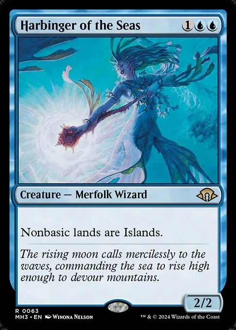 Harbinger of the Seas, carta Magic di tipo Creature — Merfolk Wizard illustrata da Winona Nelson