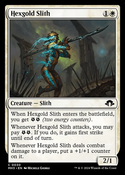 Hexgold Slith, carta Magic di tipo Creature — Slith illustrata da Michele Giorgi