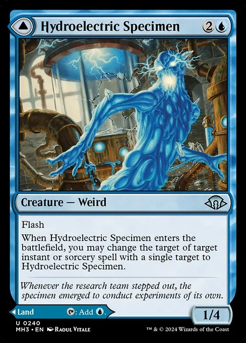 Hydroelectric Specimen // Hydroelectric Laboratory, carta Magic di tipo Creature — Weird // Land illustrata da Raoul Vitale