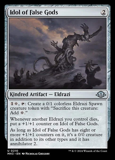 Idol of False Gods, carta Magic di tipo Kindred Artifact — Eldrazi illustrata da Nicholas Gregory
