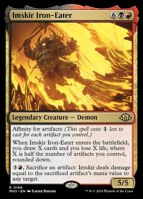 Imskir Iron-Eater, carta Magic di tipo Legendary Creature — Demon illustrata da Xavier Ribeiro