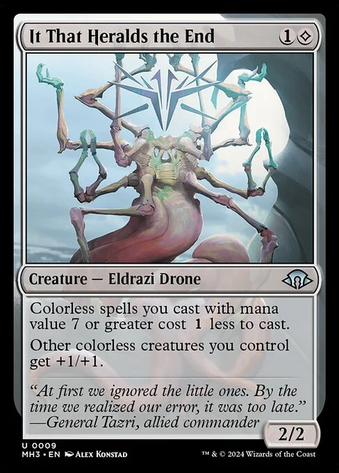 It That Heralds the End, carta Magic di tipo Creature — Eldrazi Drone illustrata da Alex Konstad