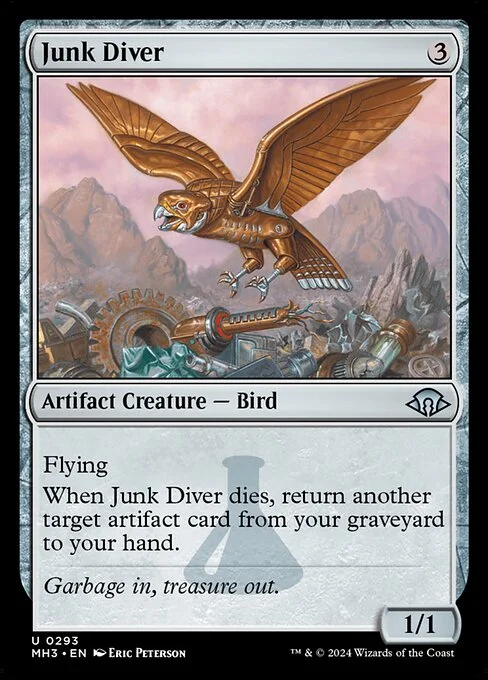Junk Diver, carta Magic di tipo Artifact Creature — Bird illustrata da Eric Peterson