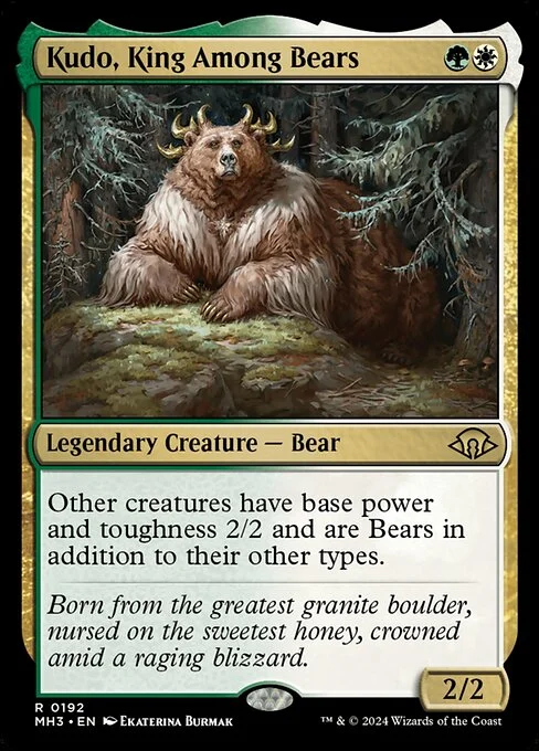 Kudo, King Among Bears, carta Magic di tipo Legendary Creature — Bear illustrata da Ekaterina Burmak