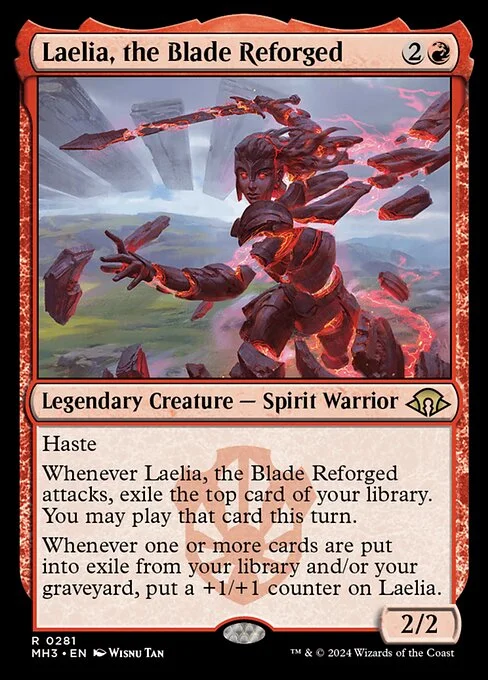 Laelia, the Blade Reforged, carta Magic di tipo Legendary Creature — Spirit Warrior illustrata da Wisnu Tan