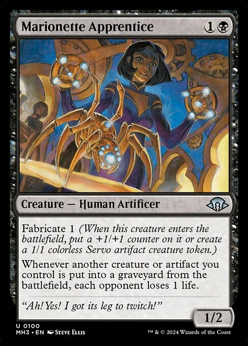 Marionette Apprentice, carta Magic di tipo Creature — Human Artificer illustrata da Steve Ellis
