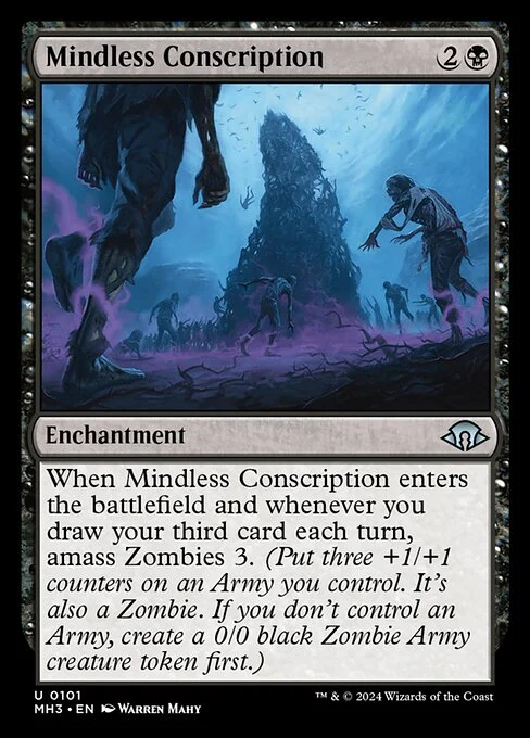 Mindless Conscription, carta Magic di tipo Enchantment illustrata da Warren Mahy