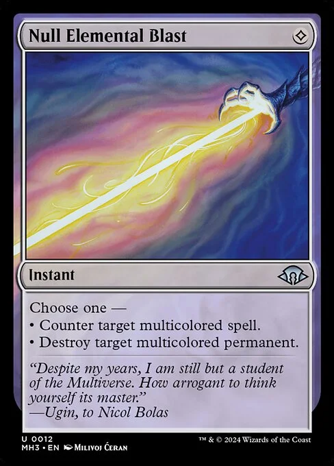 Null Elemental Blast, carta Magic di tipo Instant illustrata da Milivoj Ćeran