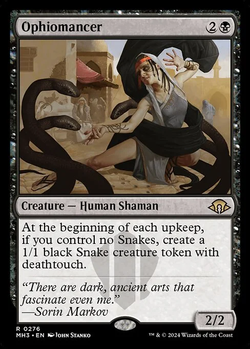 Ophiomancer, carta Magic di tipo Creature — Human Shaman illustrata da John Stanko