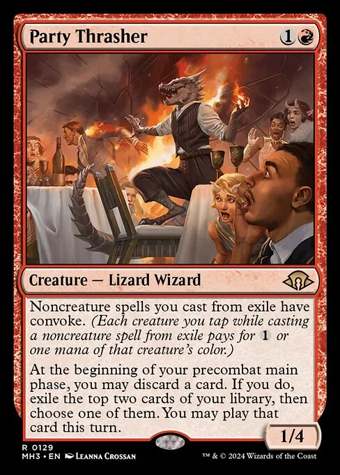 Party Thrasher, carta Magic di tipo Creature — Lizard Wizard illustrata da Leanna Crossan