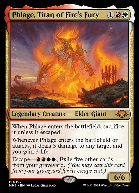 Phlage, Titan of Fire's Fury, carta Magic di tipo Legendary Creature — Elder Giant illustrata da Lucas Graciano