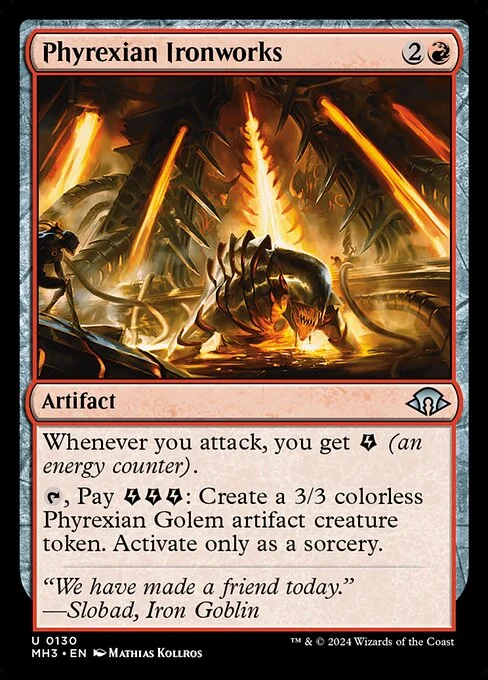 Phyrexian Ironworks, carta Magic di tipo Artifact illustrata da Mathias Kollros