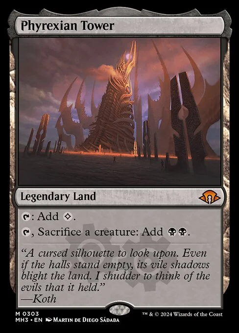 Phyrexian Tower, carta Magic di tipo Legendary Land illustrata da Martin de Diego Sádaba