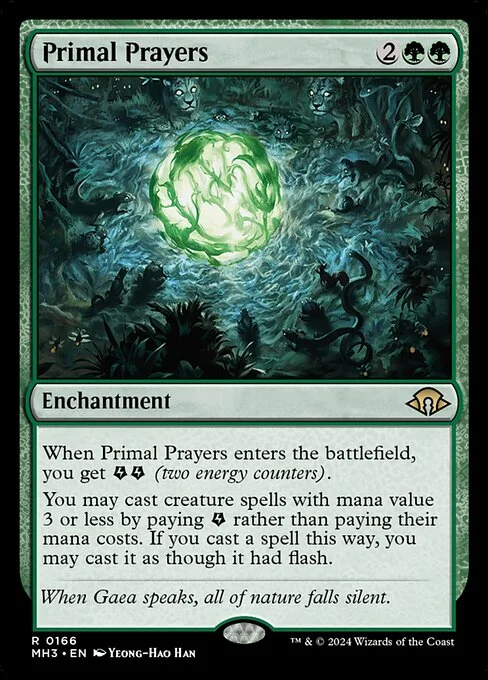 Primal Prayers, carta Magic di tipo Enchantment illustrata da Yeong-Hao Han