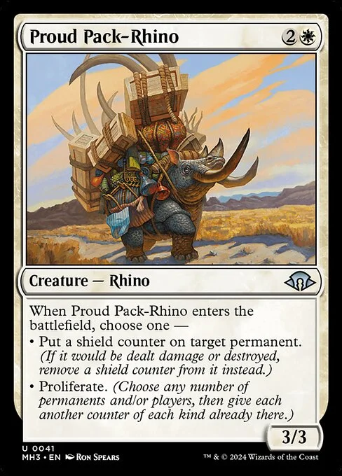 Proud Pack-Rhino, carta Magic di tipo Creature — Rhino illustrata da Ron Spears