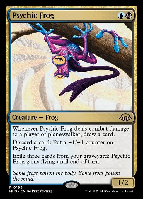Psychic Frog, carta Magic di tipo Creature — Frog illustrata da Pete Venters