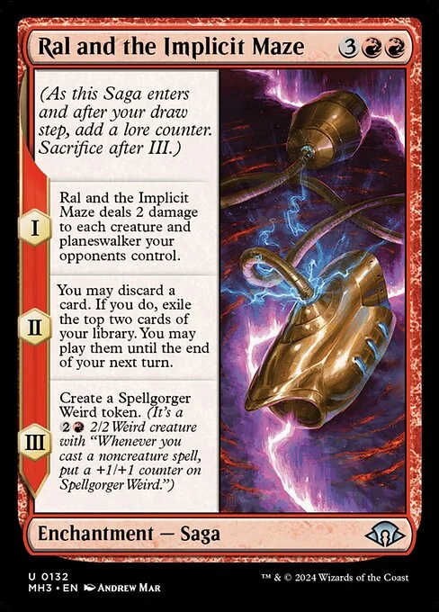 Ral and the Implicit Maze, carta Magic di tipo Enchantment — Saga illustrata da Andrew Mar