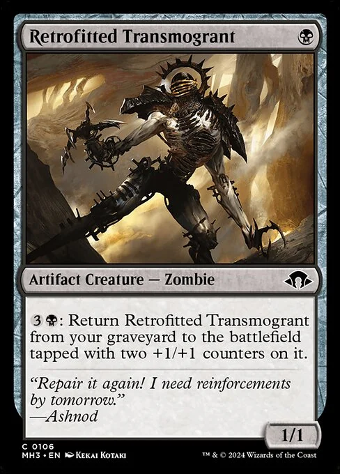 Retrofitted Transmogrant, carta Magic di tipo Artifact Creature — Zombie illustrata da Kekai Kotaki