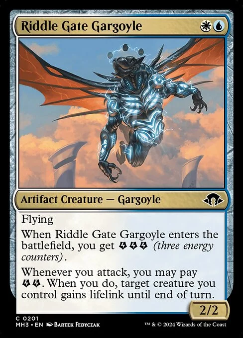 Riddle Gate Gargoyle, carta Magic di tipo Artifact Creature — Gargoyle illustrata da Bartek Fedyczak