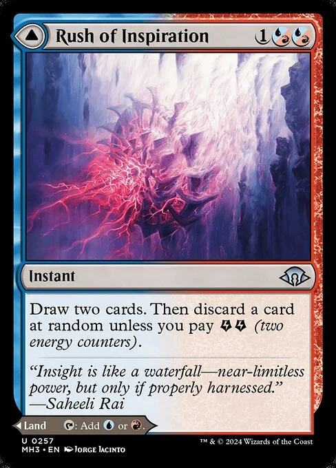 Rush of Inspiration // Crackling Falls, carta Magic di tipo Instant // Land illustrata da Jorge Jacinto