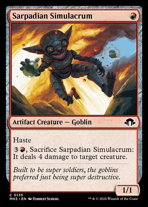 Sarpadian Simulacrum, carta Magic di tipo Artifact Creature — Goblin illustrata da Forrest Schehl