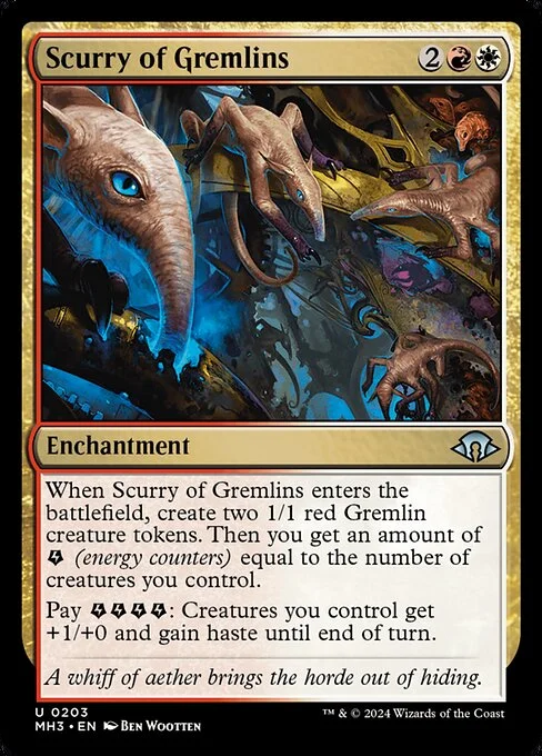 Scurry of Gremlins, carta Magic di tipo Enchantment illustrata da Ben Wootten