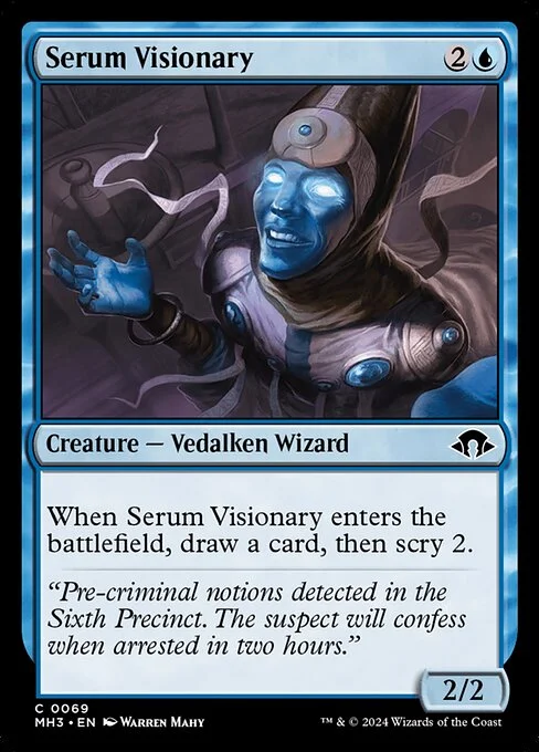 Serum Visionary, carta Magic di tipo Creature — Vedalken Wizard illustrata da Warren Mahy