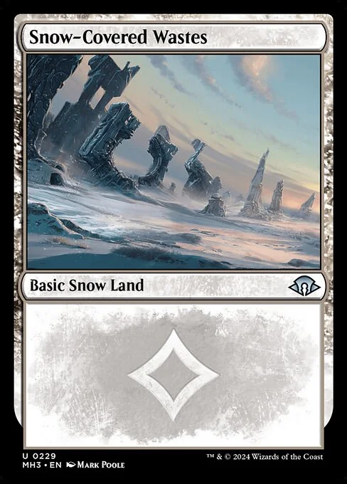 Snow-Covered Wastes, carta Magic di tipo Basic Snow Land illustrata da Mark Poole