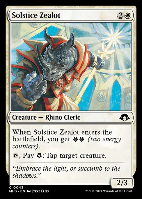 Solstice Zealot, carta Magic di tipo Creature — Rhino Cleric illustrata da Steve Ellis