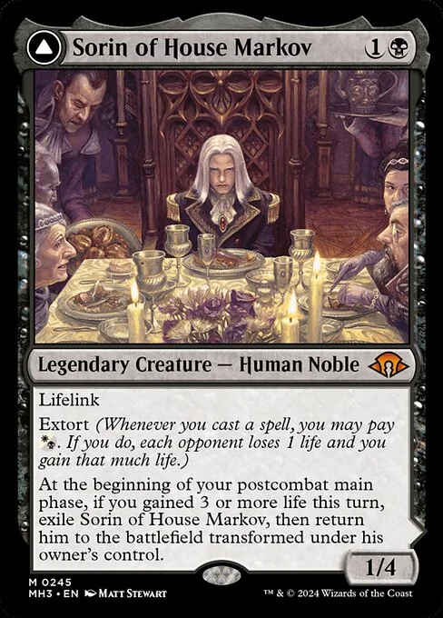 Sorin of House Markov // Sorin, Ravenous Neonate, carta Magic di tipo Legendary Creature — Human Noble // Legendary Planeswalker — Sorin illustrata da Matt Stewart