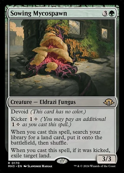 Sowing Mycospawn, carta Magic di tipo Creature — Eldrazi Fungus illustrata da Slawomir Maniak