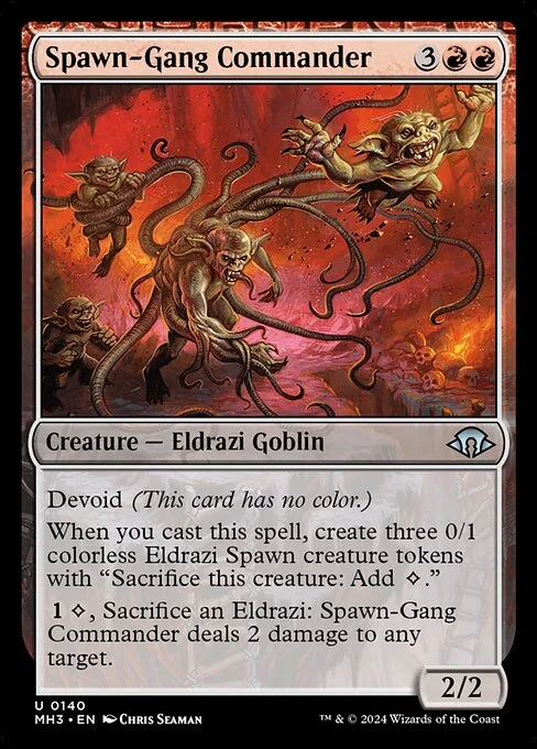 Spawn-Gang Commander, carta Magic di tipo Creature — Eldrazi Goblin illustrata da Chris Seaman