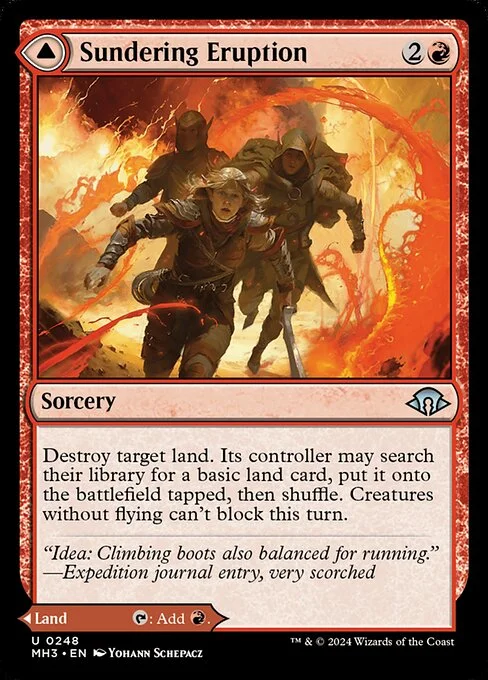 Sundering Eruption // Volcanic Fissure, carta Magic di tipo Sorcery // Land illustrata da Yohann Schepacz