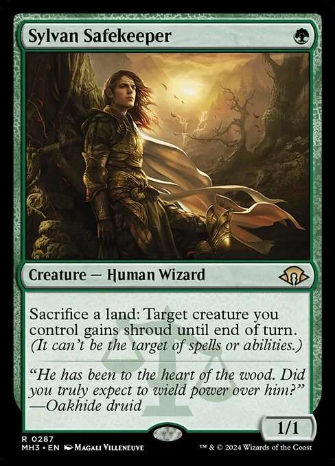 Sylvan Safekeeper, carta Magic di tipo Creature — Human Wizard illustrata da Magali Villeneuve