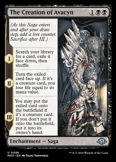 The Creation of Avacyn, carta Magic di tipo Enchantment — Saga illustrata da Franz Vohwinkel