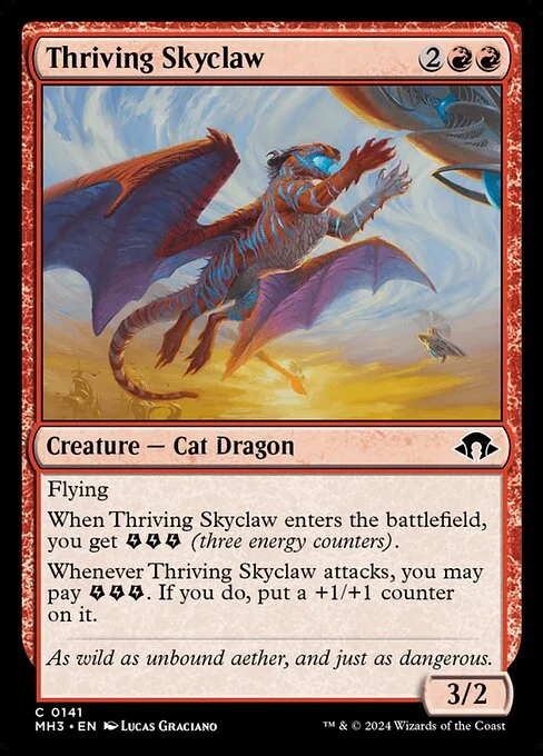 Thriving Skyclaw, carta Magic di tipo Creature — Cat Dragon illustrata da Lucas Graciano