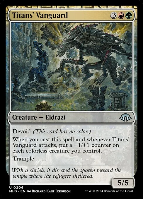 Titans' Vanguard, carta Magic di tipo Creature — Eldrazi illustrata da Richard Kane Ferguson