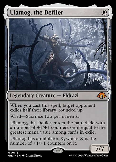 Ulamog, the Defiler, carta Magic di tipo Legendary Creature — Eldrazi illustrata da Chase Stone