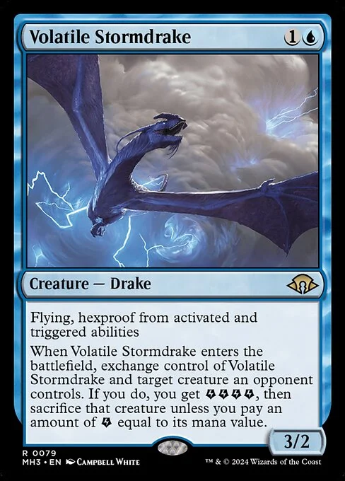 Volatile Stormdrake, carta Magic di tipo Creature — Drake illustrata da Campbell White
