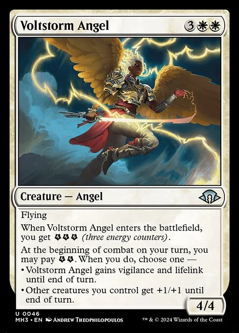 Voltstorm Angel, carta Magic di tipo Creature — Angel illustrata da Andrew Theophilopoulos