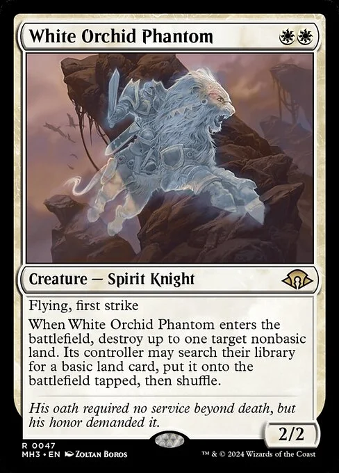 White Orchid Phantom, carta Magic di tipo Creature — Spirit Knight illustrata da Zoltan Boros
