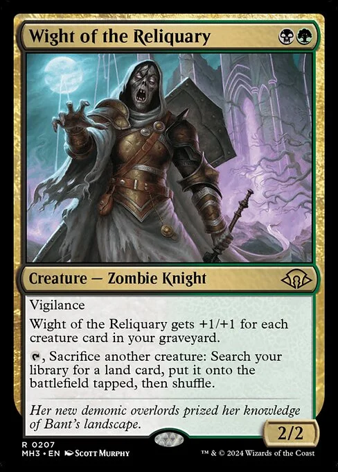 Wight of the Reliquary, carta Magic di tipo Creature — Zombie Knight illustrata da Scott Murphy