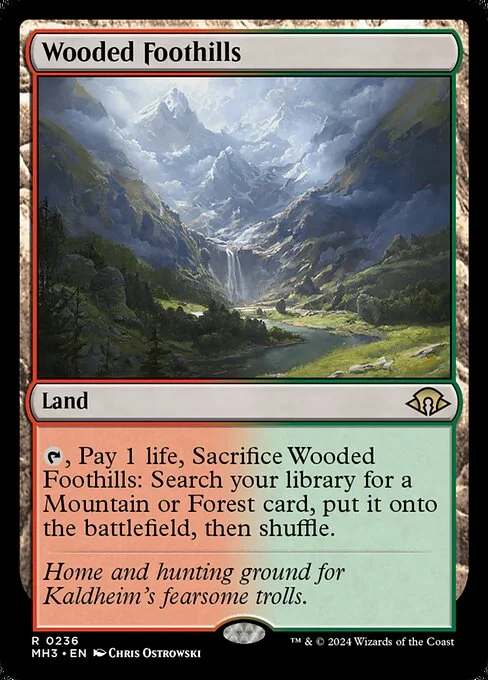 Wooded Foothills, carta Magic di tipo Land illustrata da Chris Ostrowski