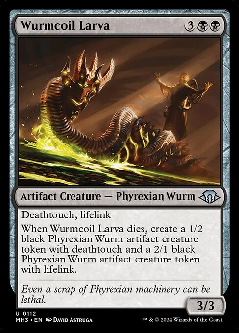 Wurmcoil Larva, carta Magic di tipo Artifact Creature — Phyrexian Wurm illustrata da David Astruga