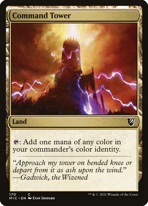Command Tower, carta Magic di tipo Land illustrata da Evan Shipard