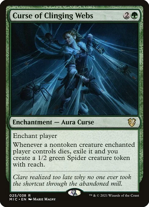 Curse of Clinging Webs, carta Magic di tipo Enchantment — Aura Curse illustrata da Marie Magny