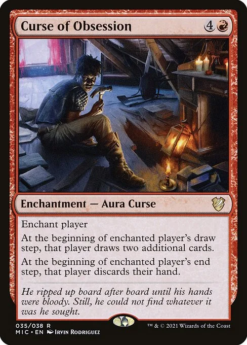 Curse of Obsession, carta Magic di tipo Enchantment — Aura Curse illustrata da Irvin Rodriguez